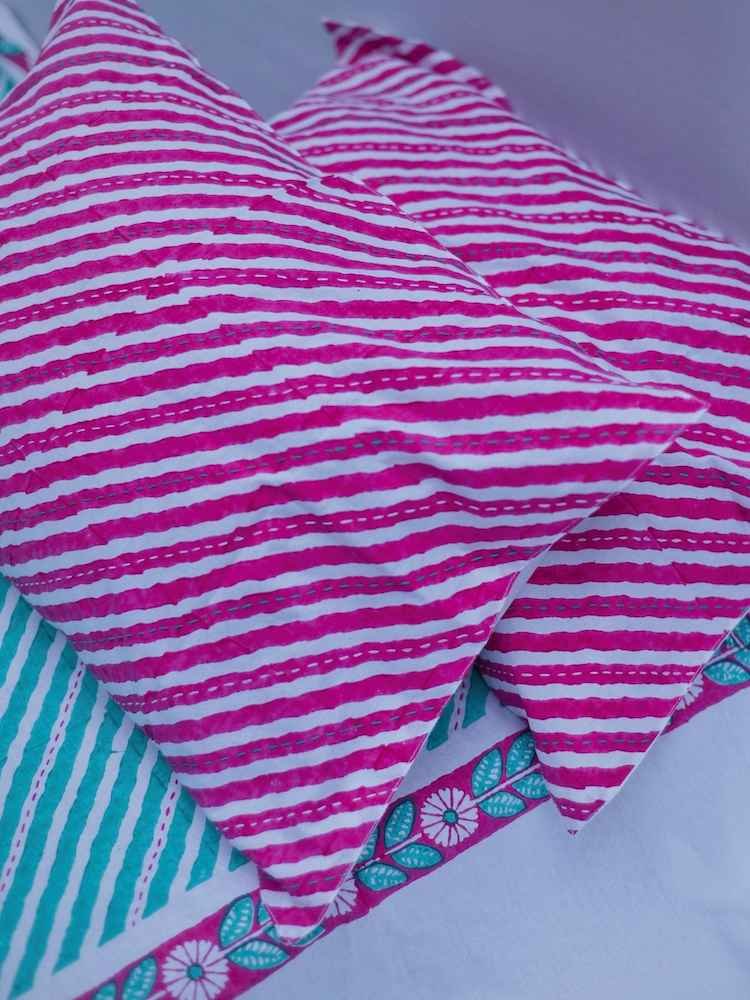 Diagonal Stripe Kantha Bedsheet - Image 3