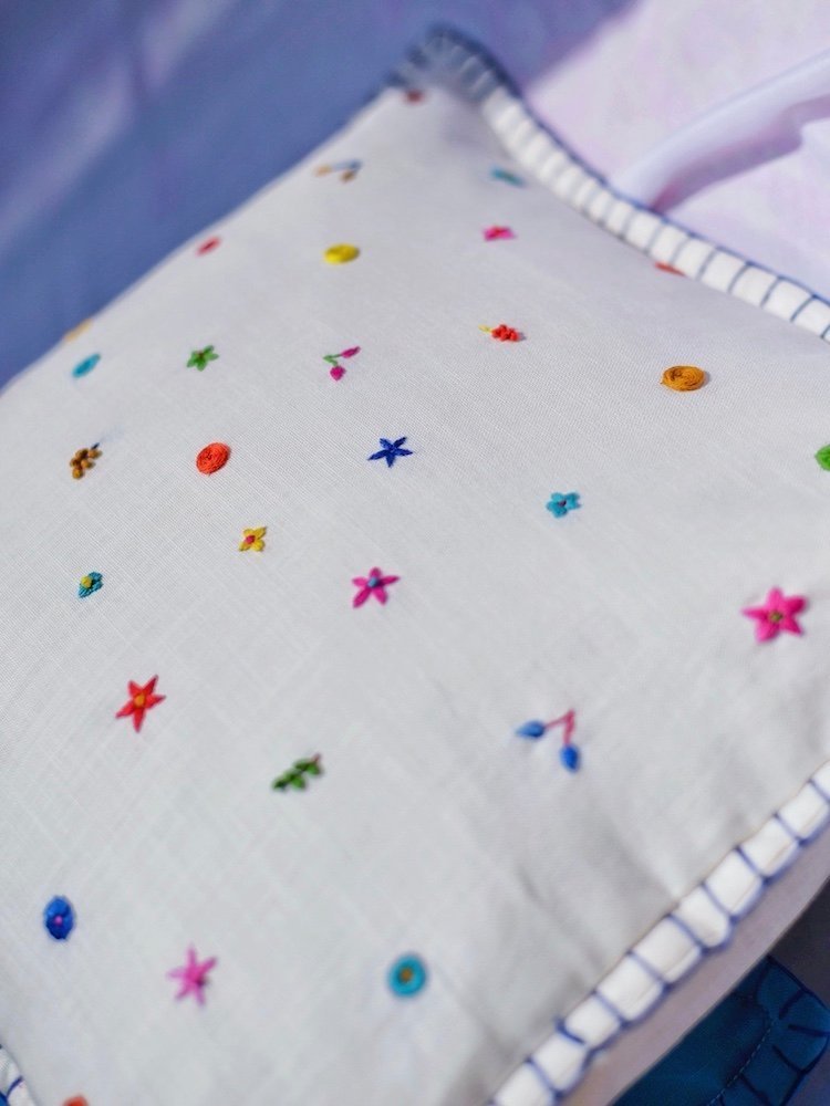 Ditsy Hand Embroidered Cushion cover - Image 3