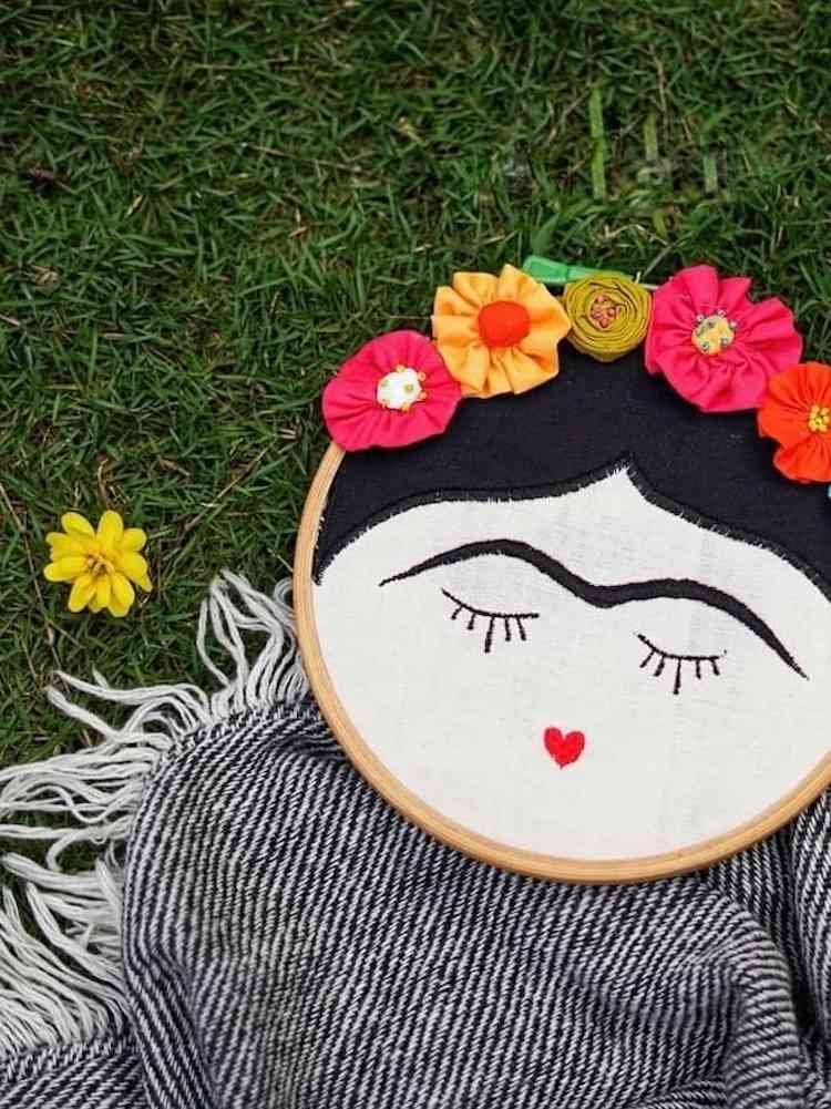 Frida Face Embroidered Wall Hanger - Image 2