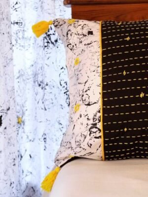 kagaz cushion black and yellow 1
