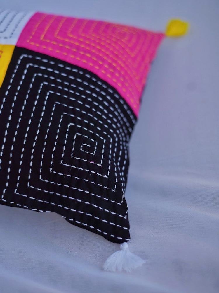 Kantha Embroidered Patch Cushion Cover - Image 2