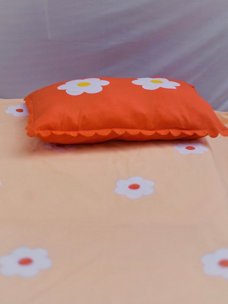 Orange Applique Flower Bedsheet - Image 3