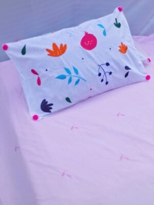 self emboidered bedsheet pink 1